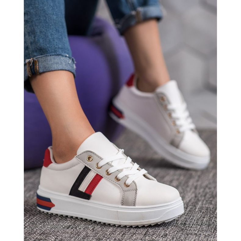 SHELOVET Calçados esportivos feitos de couro ecológico branco multicolorido 2