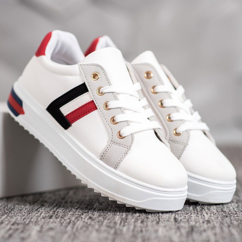 SHELOVET Calçados esportivos feitos de couro ecológico branco multicolorido 1