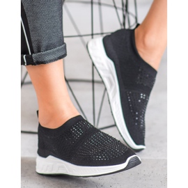 SHELOVET Sapatos deslizantes com cristais preto 2