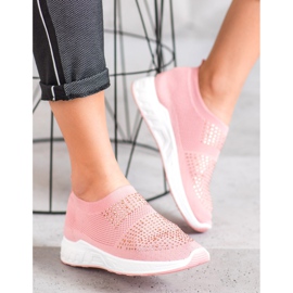 SHELOVET Sapatos deslizantes com cristais rosa 2 SHELOVET Sapatos deslizantes com cristais rosa 2