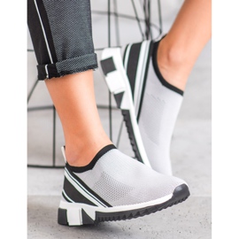 SHELOVET Sapatos deslizantes com malha cinza 2