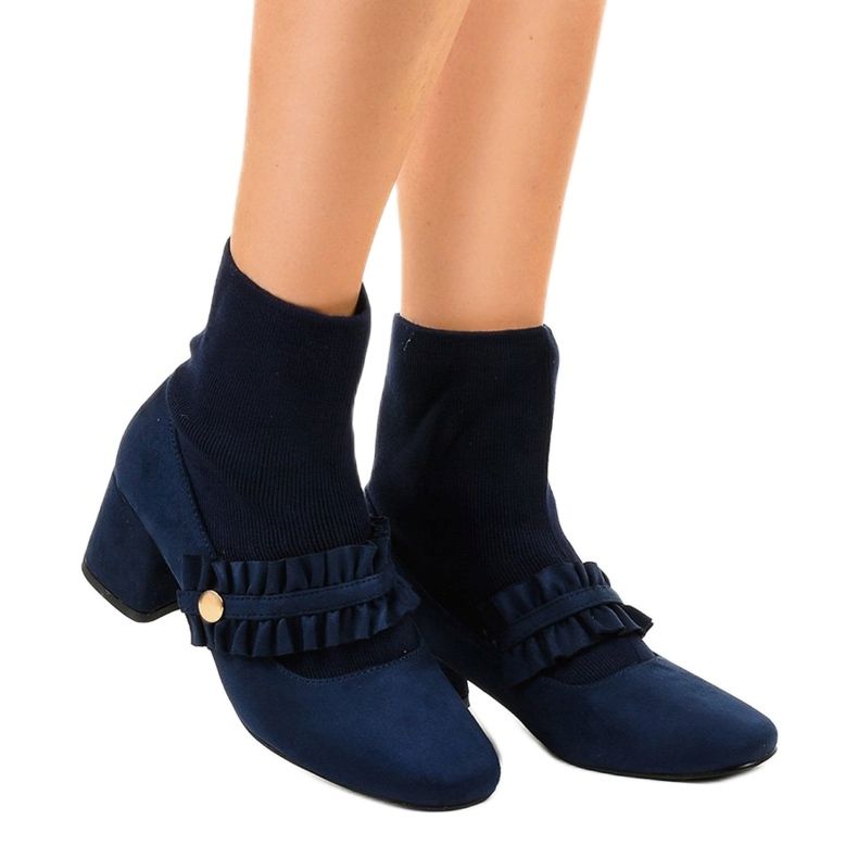 Sapatilhas de veludo azul marinho no posto JM8118Y 1