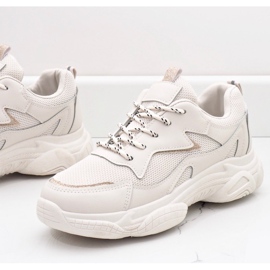 Calçados esportivos femininos da moda bege 7939-SP 1