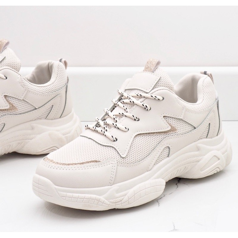 Calçados esportivos femininos da moda bege 7939-SP 1