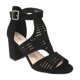 Sergio Leone SK903 sandálias de cabedal de camurça preto 1