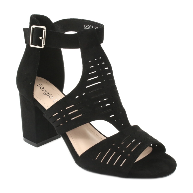 Sergio Leone SK903 sandálias de cabedal de camurça preto 1