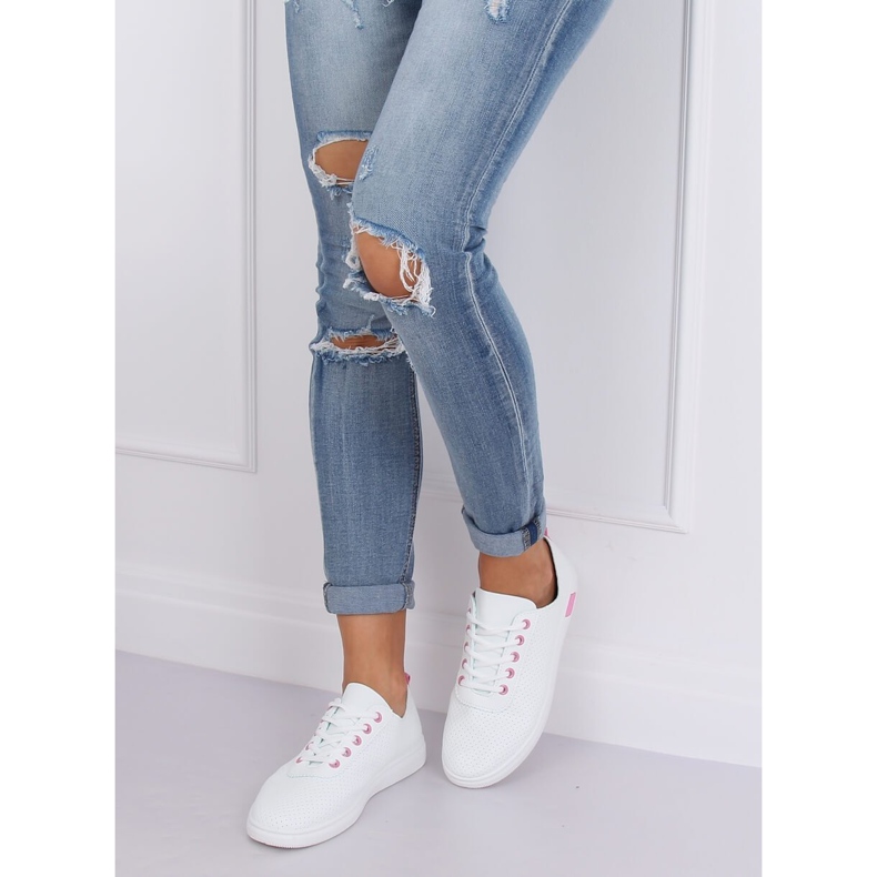 Tênis de renda branco e rosa BB77 Fushia 2