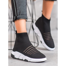 SHELOVET Sapatos deslizantes com malha preto 1