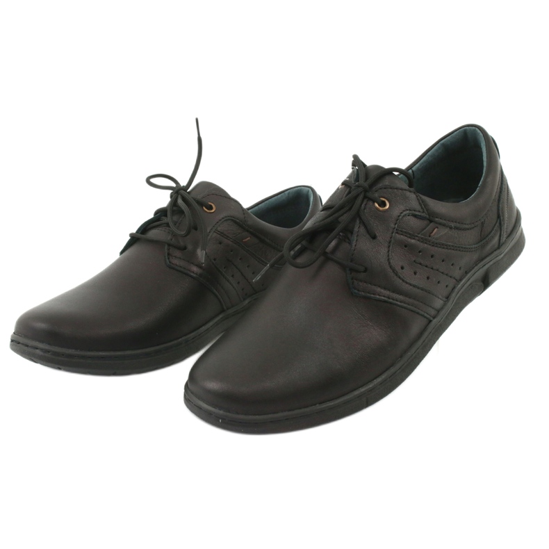 Riko 870 sapatos masculinos couro confortável preto 3