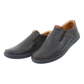 Riko Mocassins de couro masculinos 913 azul marinho 3