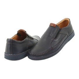 Riko Mocassins de couro masculinos 913 azul marinho 4