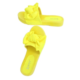 Chinelos femininos amarelos com laço fluorescente YQ225P 2