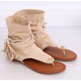 Chinelos com uma parte superior bege SL1011 Beige 1