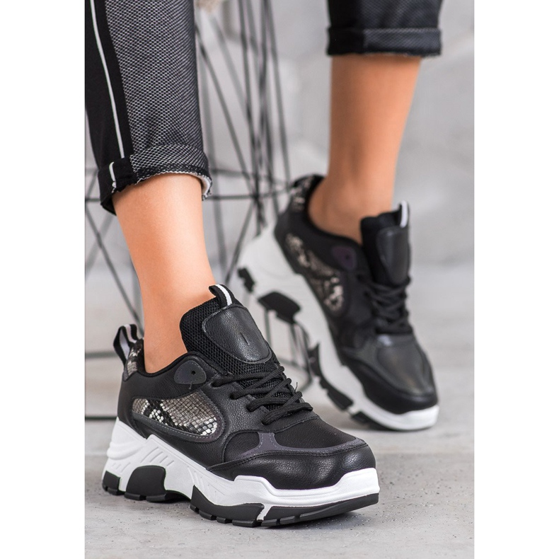 Bella Paris Tênis de couro ecológico preto multicolorido 1