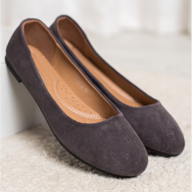 Diamantique Bailarinas de camurça clássicas cinza 1