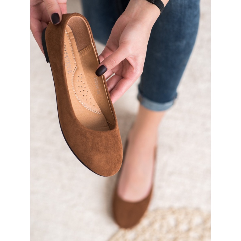 Diamantique Bailarinas de camurça clássicas marrom 1