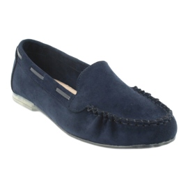 Mocassins femininos de camurça Sergio Leone 722 azul marinho 1