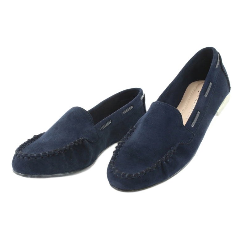 Mocassins femininos de camurça Sergio Leone 722 azul marinho 3