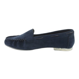 Mocassins femininos de camurça Sergio Leone 722 azul marinho 2
