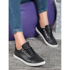 SHELOVET Tênis elegantes com couro ecológico preto 1