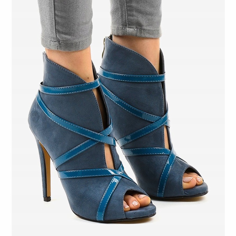 Salto alto camurça azul SY-20 1