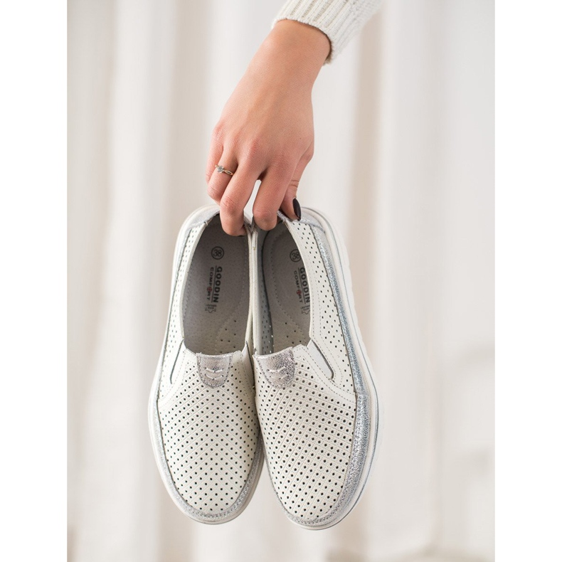 Goodin Sapatos de couro leves branco 1