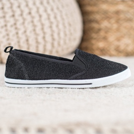 SHELOVET Sapatos Slip-on Com Glitter preto 2