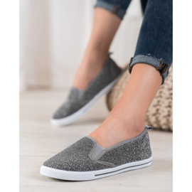 SHELOVET Sapatos Slip-on Com Glitter cinza 1