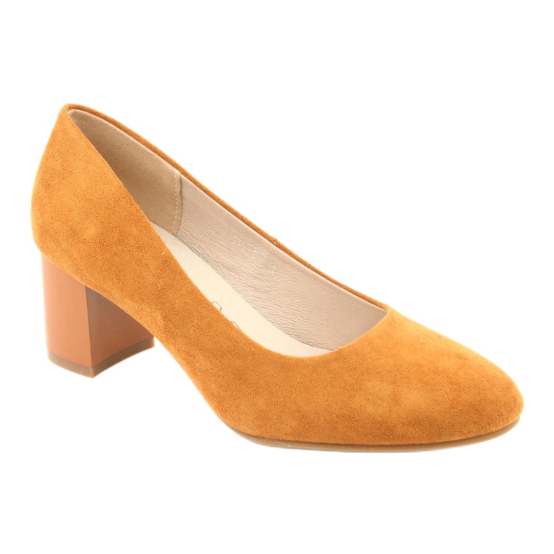 M.Daszyński Bombas femininas SA173 Camel Leather Insert amarelo 1