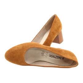 M.Daszyński Bombas femininas SA173 Camel Leather Insert amarelo 5