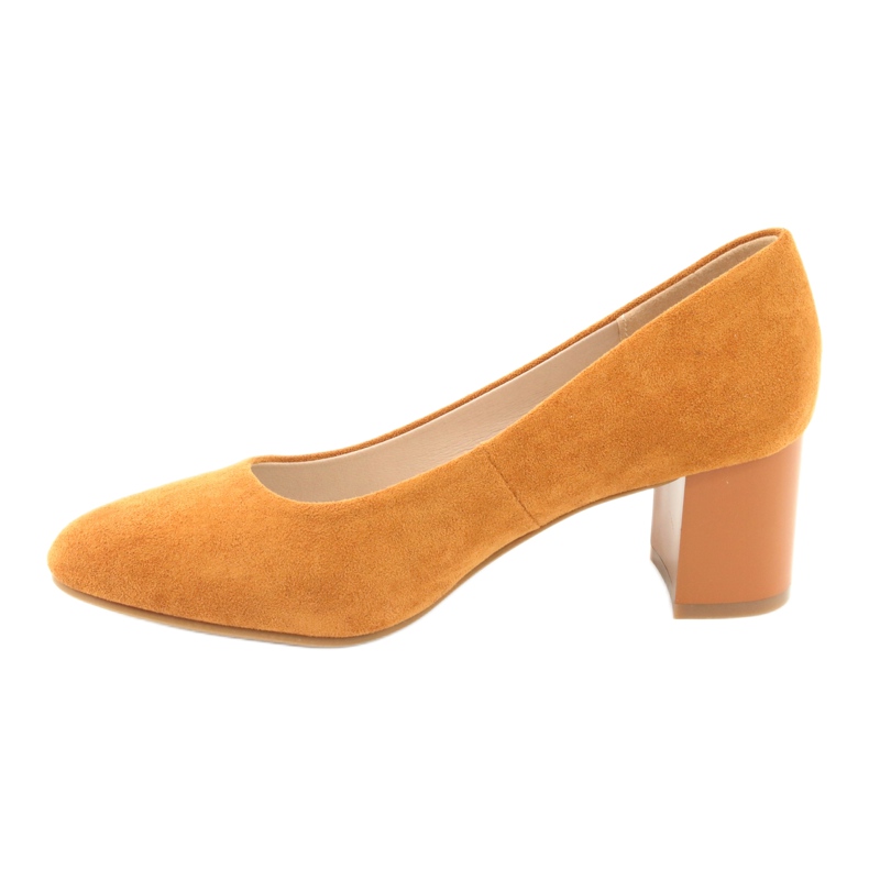 M.Daszyński Bombas femininas SA173 Camel Leather Insert amarelo 2