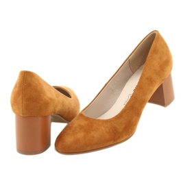 M.Daszyński Bombas femininas SA173 Camel Leather Insert amarelo 4