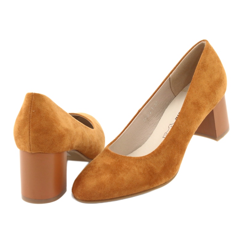 M.Daszyński Bombas femininas SA173 Camel Leather Insert amarelo 4