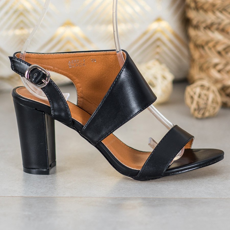 SHELOVET Sandálias de salto alto confortáveis preto 2