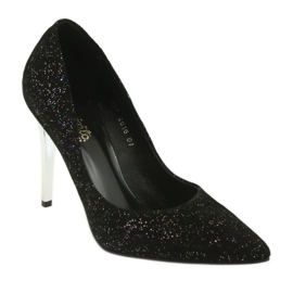 Bombas de couro em Szpilka 497 Black Espinto preto 1