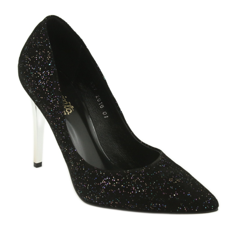 Bombas de couro em Szpilka 497 Black Espinto preto 1