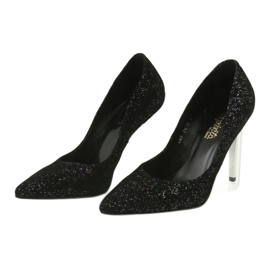 Bombas de couro em Szpilka 497 Black Espinto preto 3