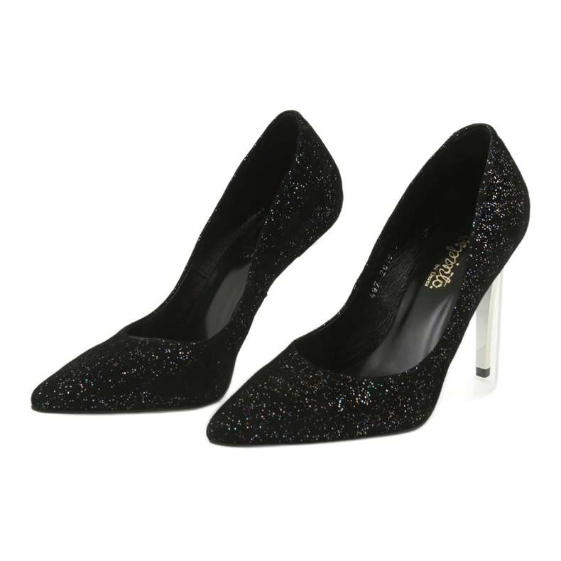 Bombas de couro em Szpilka 497 Black Espinto preto 3