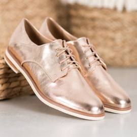 SHELOVET Sapatos Dourados Com Couro Ecológico 1 SHELOVET Sapatos Dourados Com Couro Ecológico 1