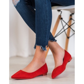 SHELOVET Suede Ballerina In Spitz vermelho 2