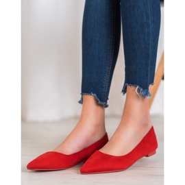 SHELOVET Suede Ballerina In Spitz vermelho 1