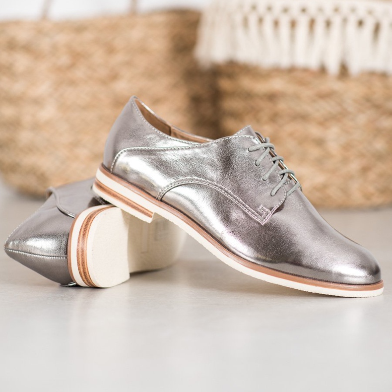 SHELOVET Sapatos cinza com couro ecológico 1