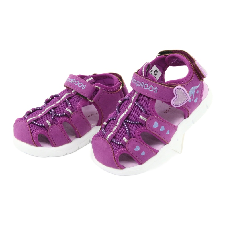 KangaRoos Sandálias para meninas com corações Cangurus 02035 roxo rosa cinza 3