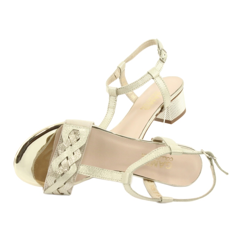 Gamis Sandálias de couro feminino bege/ouro 3936 5