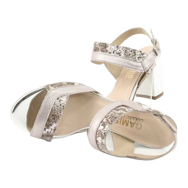 Sandálias na postagem do Gamis 3942 bege rosa prata 5