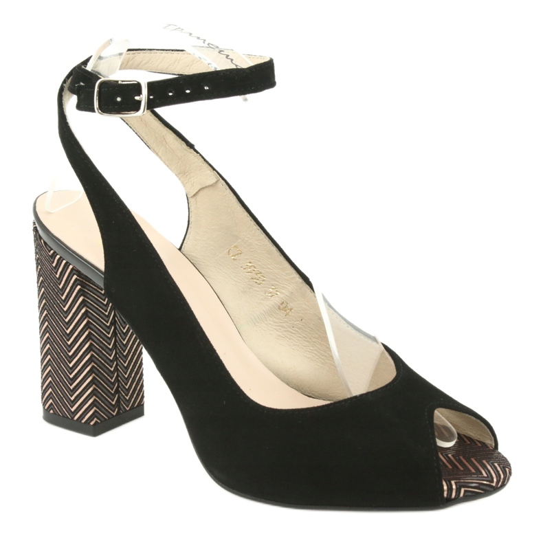 Gamis Sandálias de couro preto feminino preto 3930 1