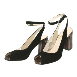 Gamis Sandálias de couro preto feminino preto 3930 3