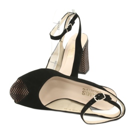 Gamis Sandálias de couro preto feminino preto 3930 5