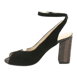 Gamis Sandálias de couro preto feminino preto 3930 2