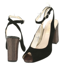 Gamis Sandálias de couro preto feminino preto 3930 4